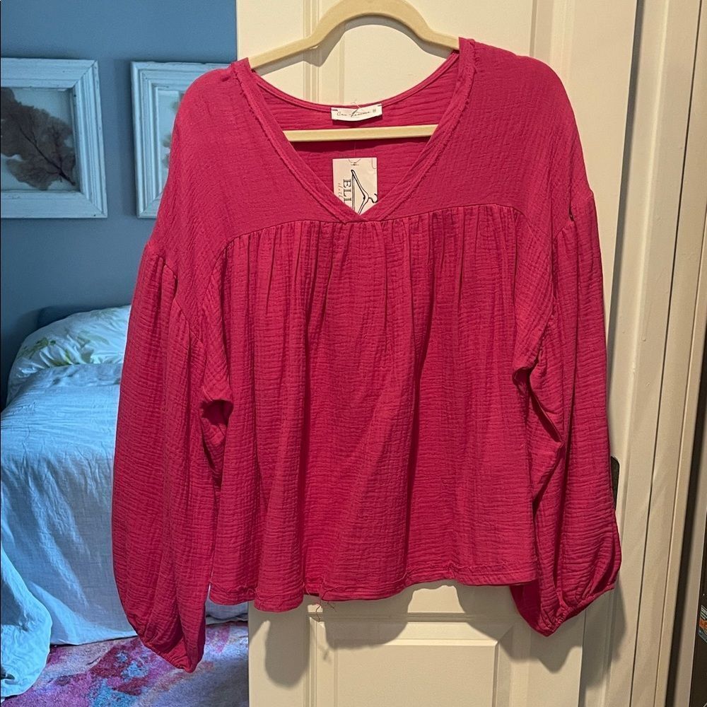 Ces Femme gauze Fuchsia Blouse